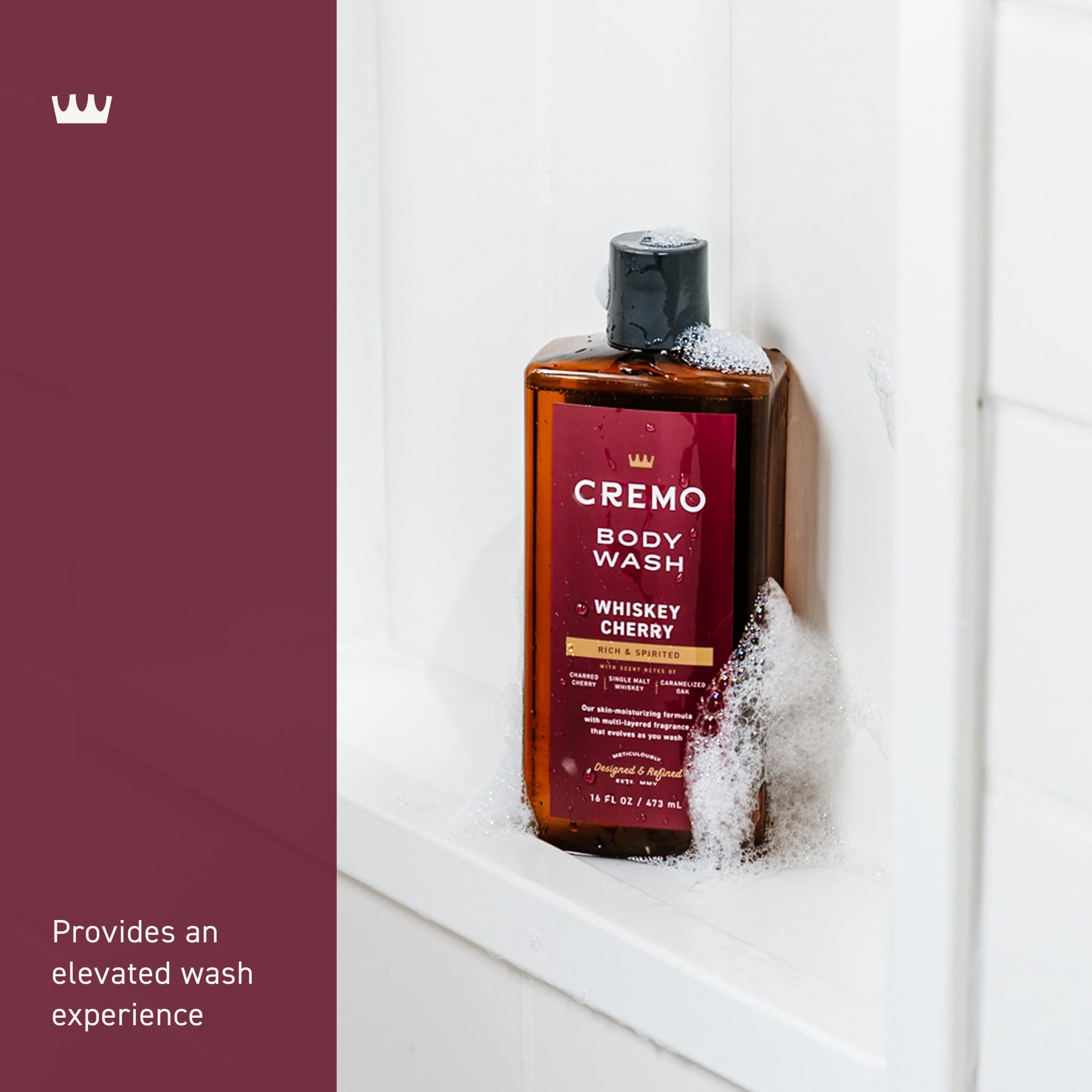 Cremo Men's Body Wash, Whiskey Cherry Scent, 16 fl oz