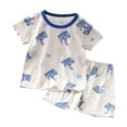 thumbnail image 1 of Akiihool Ensembles de Pyjama pour Enfants Garçons Coupe Ajustée Ensemble de Pyjamas Manches Courtes et Shorts Pyjama 2 Pcs s Doux Tenue de Nuit d'Été pour Grands Garçons (Bleu Clair,7-8 Ans), 1 of 4