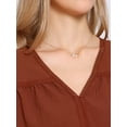 thumbnail image 5 of DARING DIVA Women's Elegant Casual V Neck Long Sleeve Blouse XS Orange Brown, 5 of 6