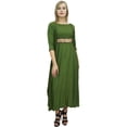 thumbnail image 2 of Bimba Women's Zari Embroidered Dress Rayon Green Long Party Wear Maxi Dresses-16, 2 of 7
