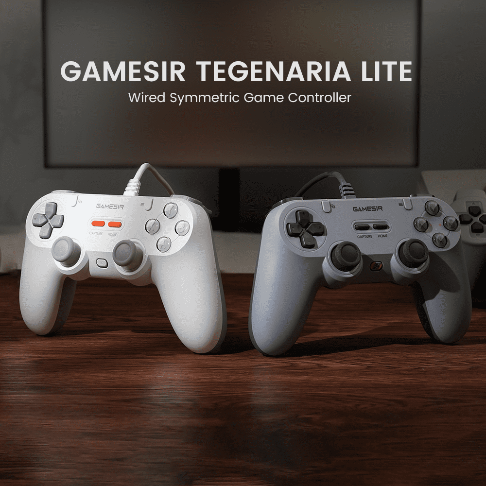GameSir Tegenaria Lite Wired Game Controller For Switch, Switch2, Android, iOS, PC, Steam With Hall Effect Sticks, 1000Hz Polling Rate, Dual Rumble Motors, Mappable Back Buttons-Retro Gray