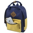 thumbnail image 2 of Madison & Dakota 13.5”L Mini Canvas Backpack for Everyday, School, Recreation, Commuting and Travel in Navy Blue and Yellow, 2 of 7