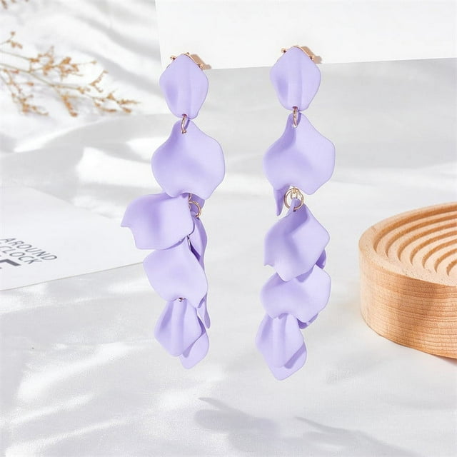 WILLBEST Aretes De Acero Inoxidable Para Mujer, Modernos Pendientes De Esmalte Con Pétalos Florales De Colores, Elegantes Pendientes En Tono Caramelo