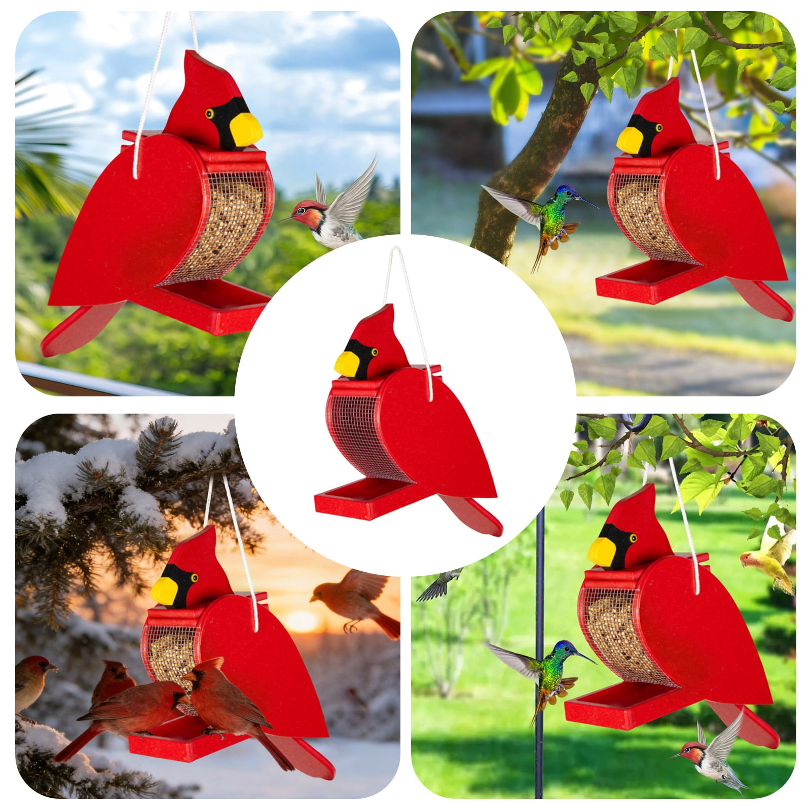 Bird Feeder Wooden Bird Shaped Bird Feeder Hanging Birdhouse for Garden Viewing Bird Feeders for Hanging Outdoor Garden Yard