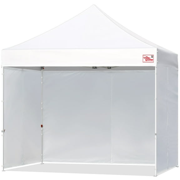 Tradesparker 10'x10' Pop-up Canopy Tent Commercial Instant Canopies with 4 Removable Zipper Sidewalls,White
