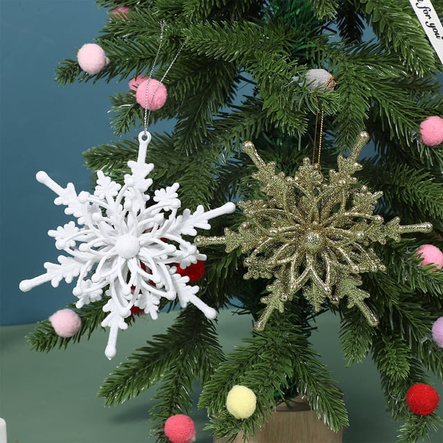 Adorno Navideño Colgante de Copo de Nieve de Plástico Verde de 12 Cm | 1 Unidad | 12 X 12 Cm | Diseño Ligero y Exquisito