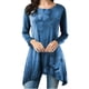 thumbnail image 1 of Camiseta informal con dobladillo irregular y cuello alto estampado de manga larga y cuello redondo para mujer Pompotops  gfhjh16851, 1 of 5