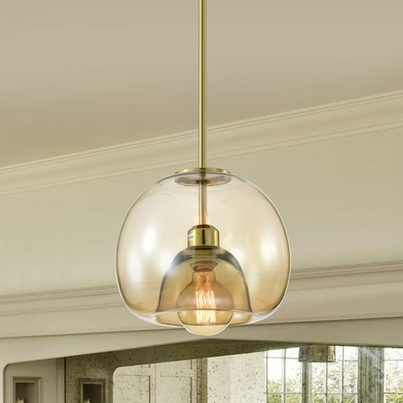Mirka 9.8 in. 1-Light Indoor Brass Finish Pendant Light