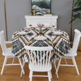 thumbnail image 2 of Brown Geometric Triangle Diamond Pattern Round Tablecloth 60"x60",Wrinkle Wipeable Table Cloth for Kitchen Dining Room Picnic Patio Party, 2 of 6