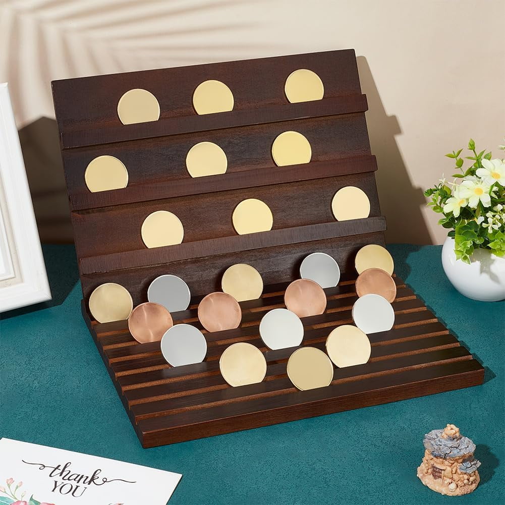 Challenge Coin Display Stand Wood Coin Display Cases Wooden Holder Rack Case Rectangle Coin Display Holder Coins Storage Box for Desk 8.6x11.8x8.6 Inch