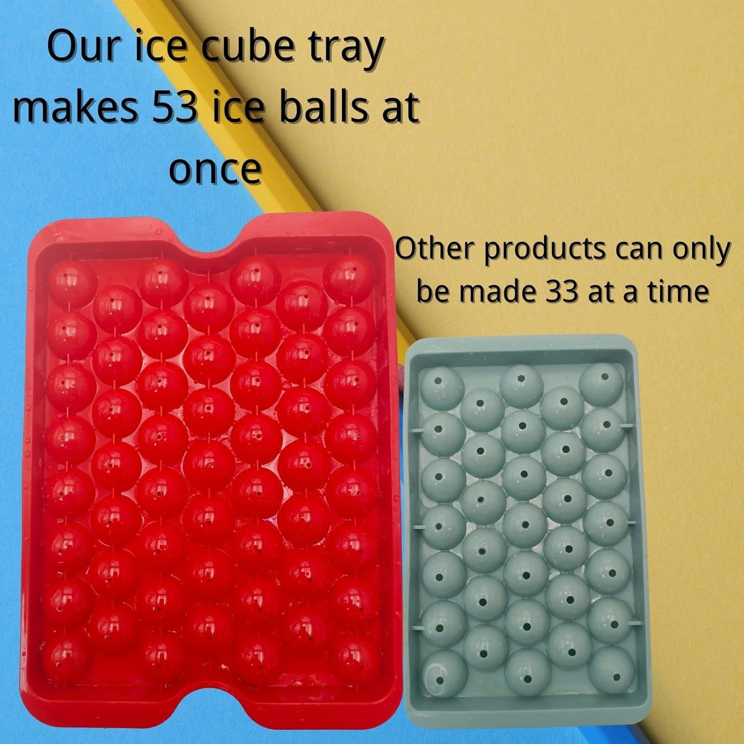 Round Ice Cube Tray with Lid Storage Bin for Freezer, Ice Cube Tray Easy Release, 106 Round Ice Cube Mold BPA Free, Ice Cube Tray with Container Scoop Flexible and durableIce Trays 5 piecesset Red
