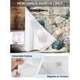 thumbnail image 5 of No Hook Shower Curtain with Snap-in Liner, Teal Tulip Butterfly Waterproof Fabric Bathroom Curtains, Beige Turquoise Floral Farmhouse Wooden Bath Curtains & Mesh Top Window 72"x84" Long, 5 of 9