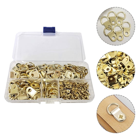 PBPBOX Picture Hanger Hooks D Shaped Hangers Iron Golden 100 Sets