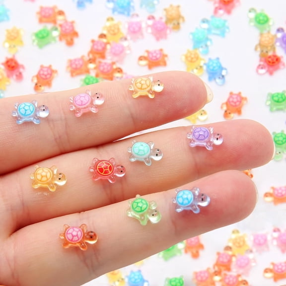 Mini Resin Turtles Glow in the Dark, Tiny Sea Turtle Animals to Hide Small Luminous Figures Miniature Plastic Ocean Animal for Fairy Garden Micro Landscaping Dollhouse Home Decor Crafts 2PC