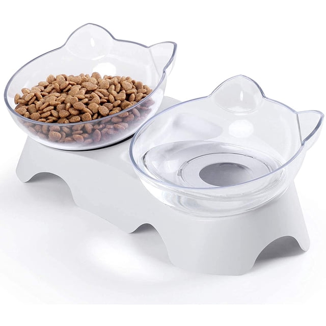 Comederos para gatos, comederos para gatos elevados e inclinados, comederos para vómitos de cachorros y conejos, comederos ortopédicos para gatos de interior. TUNC Sencillez