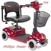 CTM - HS-290 - Lightweight Travel Scooter - 4-Wheel - Burgundy - PHILLIPS POWER PACKAGE TM - $500 VALUE