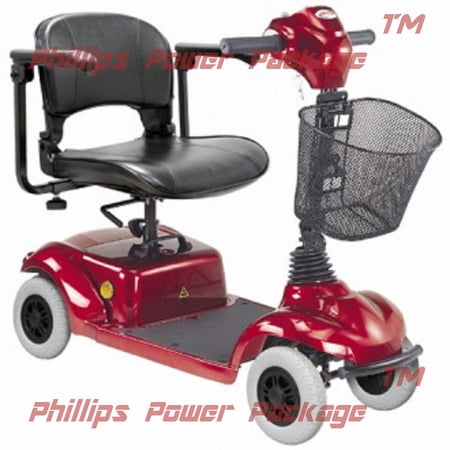 CTM - HS-290 - Lightweight Travel Scooter - 4-Wheel - Burgundy - PHILLIPS POWER PACKAGE TM - $500 VALUE