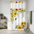 thumbnail image 6 of No Hook Shower Curtain, Spring Sunflowers Shower Curtains for Bathroom with See Through Top Window, Birds Watercolor Botanical Garden Floral Waterproof & Washable Bath Curtain Narrow 54"x78", 6 of 9