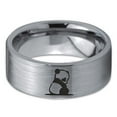 thumbnail image 2 of Tungsten Sad Panda Sitting Watching Band Ring 8mm Men Women Comfort Fit Gray Flat Cut Brushed Polished, 2 of 4