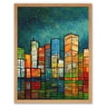 thumbnail image 1 of Modern Colourful Night Cityscape Skyscrapers Reflection On Water Art Print Framed Poster Wall Decor 12x16 inch, 1 of 5