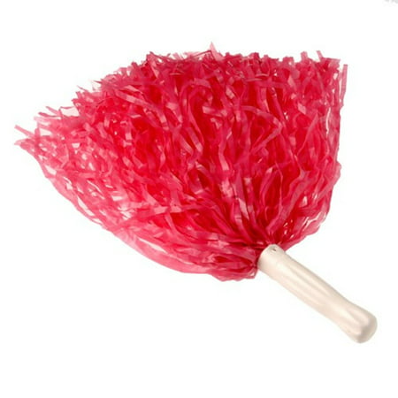 Pink Pom-Poms (Pair) Cheerleader Cheer Leader Squad Pep Costume Accessory