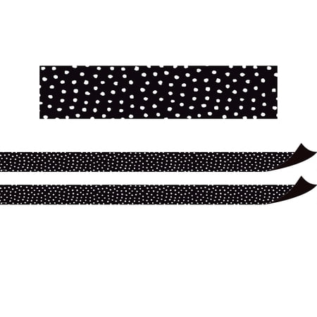 UPC: 0194629120345 | Teacher Created Resources Black with White Painted Dots Magnetic Border  24 Feet Per Pack  2 Packs