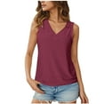 thumbnail image 2 of Sevevn Women's Fashion Solid Round Neck Short Sleeves Casual T-Shirt Top Savings Up to 30% Off Watermelon Red S, 2 of 8