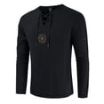 thumbnail image 4 of Mens Linen Shirt Long Sleeve Casual Button Down Top Loose Fit Breathable Summer Beach Henley Tunic Tee for Men Lightweight Black S, 4 of 7