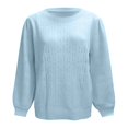 thumbnail image 2 of Gibobby Suéter para mujer, Suéter de manga larga con cuello redondo para mujer, de punto grueso, cálido(Azul claro,XG), 2 of 5