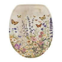 ZIATUBLE Butterfly Daisy Toilet Seat Cover Elongated Toilet Cover Protector Universal Easy to Clean Toilet Lid Covers for Bathroom Soft Toilet Seat Lid Cover Fits Most Lids