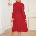 thumbnail image 4 of SMihono Fashion Maxi Dresses for Women Long Sleeve V Neck Empire Waist Layered Pleated Dress Elegant Flowy Ruffled A-line Long Dresses Red 4, 4 of 9