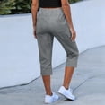 thumbnail image 6 of QATAINLAV Womens Capri Pants Casual Multi Pockets Cropped Work Trousers Drawstring Elastic Waist Cargo Capris for Hiking, Gray, L, 6 of 7