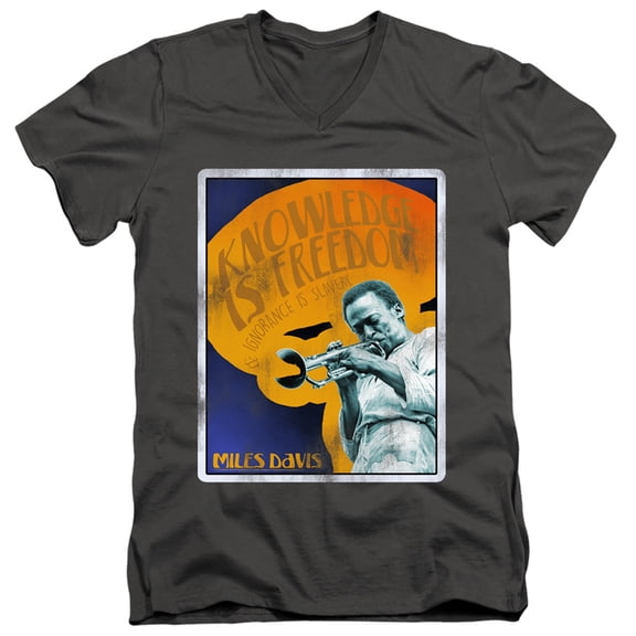 Miles Davis Knowledge And Ignorance Adult V-Neck T-Shirt 30/1 T-Shirt Charcoal