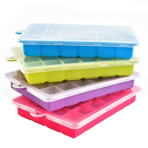 Silicone Ice Maker 24Cube Ice Tray Ice Storage Container Tray with Lid