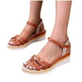 thumbnail image 7 of Viluyesy Women's Wedge Sandals, Comfortable Round Toe Ankle Strap Spring Summer Casual Roman Shoes Brown, 7 of 7