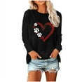 thumbnail image 2 of Trendy Sweatshirts Womens Long Sleeve Crewneck Dog Paws Love Heart Printed Pullover Tee Shirt Fall Winter Tops (XL, Black), 2 of 4