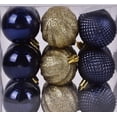 thumbnail image 5 of Christmas Shatterproof Ornaments 24 Count 50mm Ball Ornaments Gold, White And Navy, 5 of 5