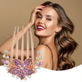 thumbnail image 7 of Unique Bargains Women Rhinestone Inlaid Flower Hair Comb Hairpin Hair Accessory Rhinestone Head Pieces Violets, 7 of 7