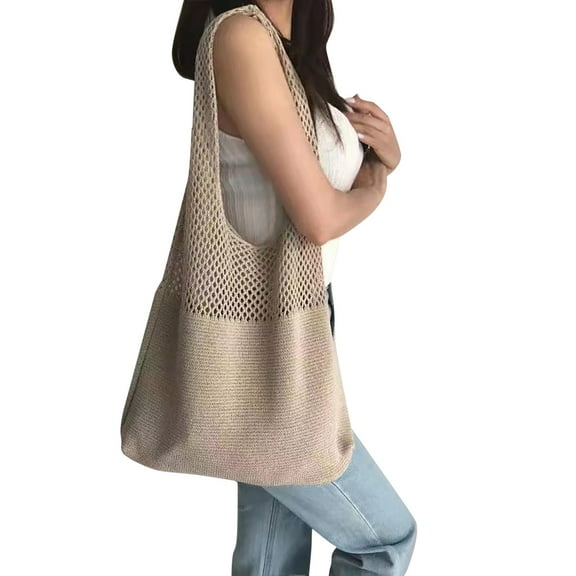 Crochet Tote Bag Summer Beach Slouchy Large Hobo Handbags Knit Mesh Vacation Shoulder Purse for Women