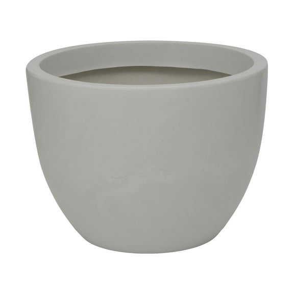 Ecobo 17.7 inches Eco-Friendly Round Pot Planter Vicenza Indoor/Outdoor use, Durable, Versatile & Lightweight, Designed by Brazilian Artisans, Contemporary All-Weather Design –White