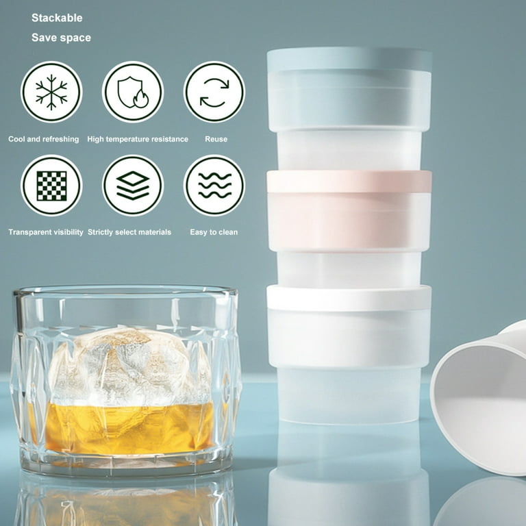 HONYAO Whiskey Cocktail Ice Mold, Silicone Round Ice Ball Maker