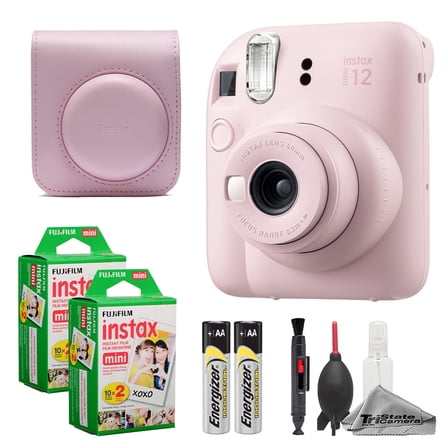 Fujifilm Instax Mini 12 Camera (Blossom Pink)   Case   Instax Mini Instant Film (40 Sheets)   Cleaning Kit (International Version)