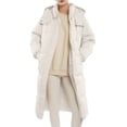 thumbnail image 2 of Long Puffer Jacket for Women, Thickened Winter Coat Hooded with Deep Pockets, Ladies Warm Winter Jacket Cream White XXL, 2 of 8