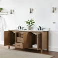 thumbnail image 4 of Hadiya 72" Double Bathroom Vanity Set in Brown Pine with Aosta White Composite Stone Countertop without Mirror, 4 of 8