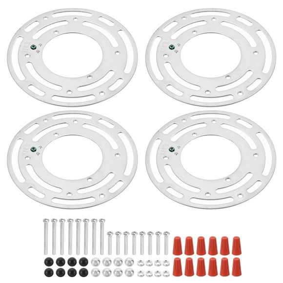 Unique Bargains 4 Inch Light Fixture Mounting Bracket 4 Set Round Ceiling Light Plate Kit Wall Steel Crossbar Hardware