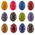 thumbnail image 2 of Set of 12 Handcrafted Geometric Ukrainian Pysanky Wooden Easter Eggs 2.5 Inches, 2 of 3