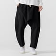 thumbnail image 1 of Yusimy Men's Casual Drop-Crotch Pants Elastic Waist with Drawstring Solid Color Loose-Fit Streetwear Style Functional Trousers with Pockets, 1 of 6