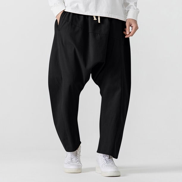 Pantalones largos para hombre, casuales, de moda, para vacaciones, con bolsillos y cintura elástica, lisos y empalmados.