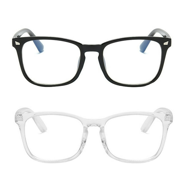 EeaseMX 2 monturas de gafas vintage creativas con protección contra la luz azul, monturas de gafas modernas (transparentes, negras)