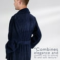 thumbnail image 6 of 100% Cotton Turkish Bathrobes, Soft Absorbent Lightweight Men Robes, Medium, Navy Blue, 6 of 9